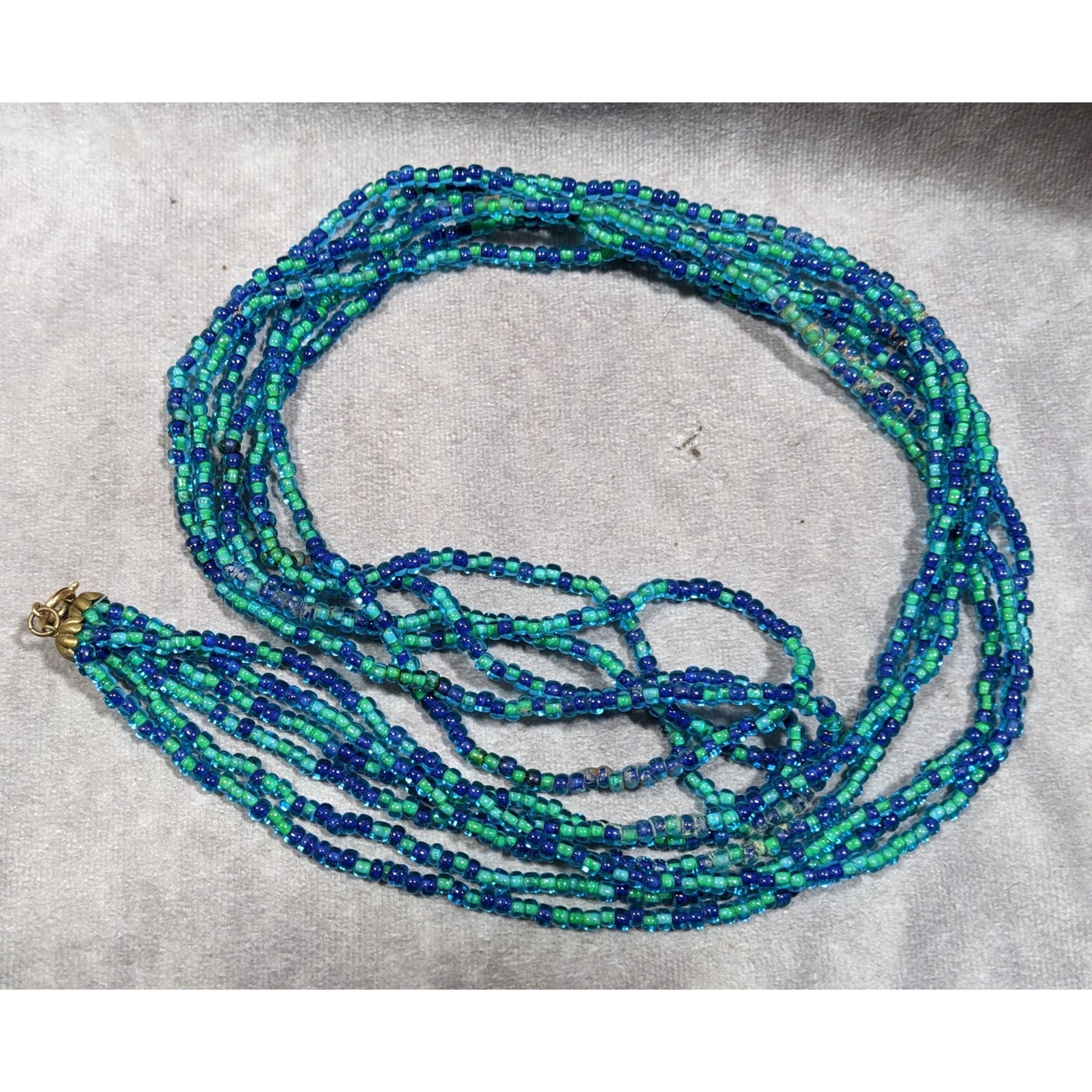 Elegant Mermaidcore Blue And Green Glass Multilayer Opera Necklace