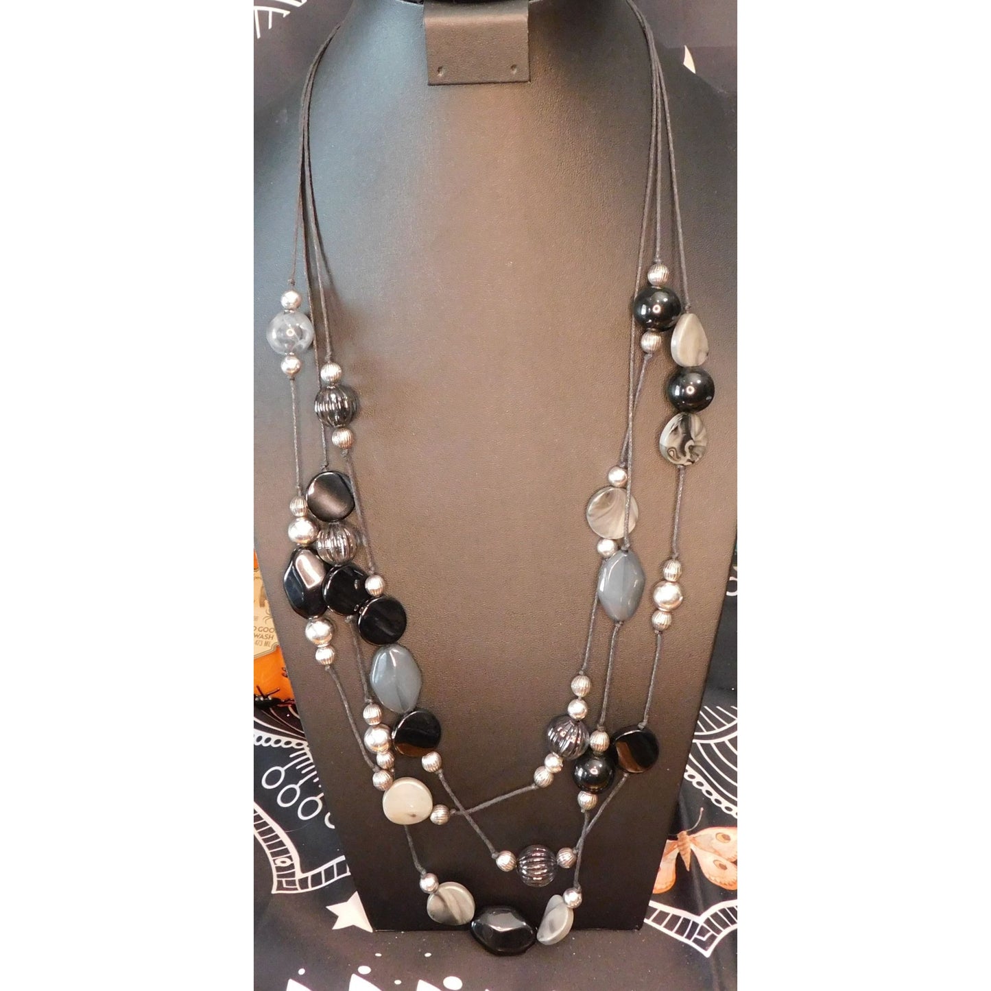 Corporate Goth Multilayer Beaded Station Necklace
