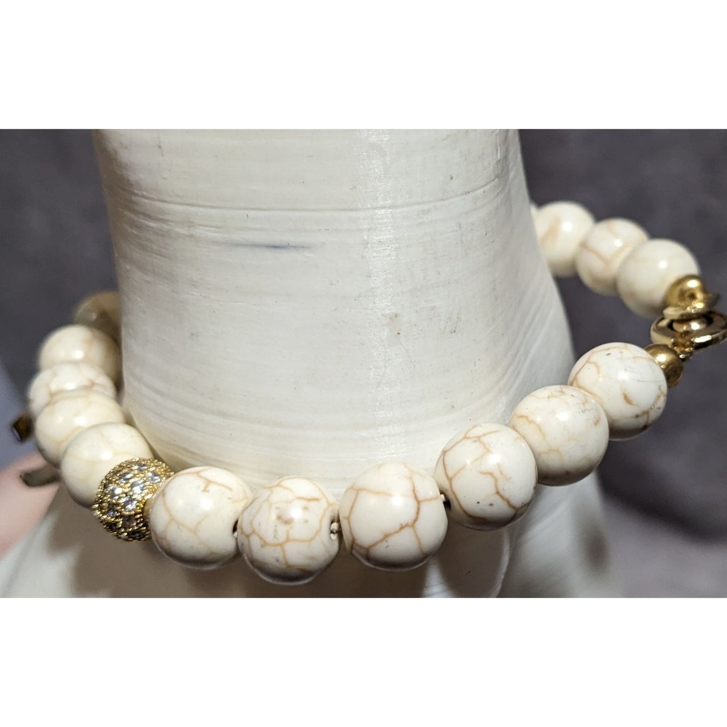 White Witch Howlite Beaded Crescent Moon Bracelet