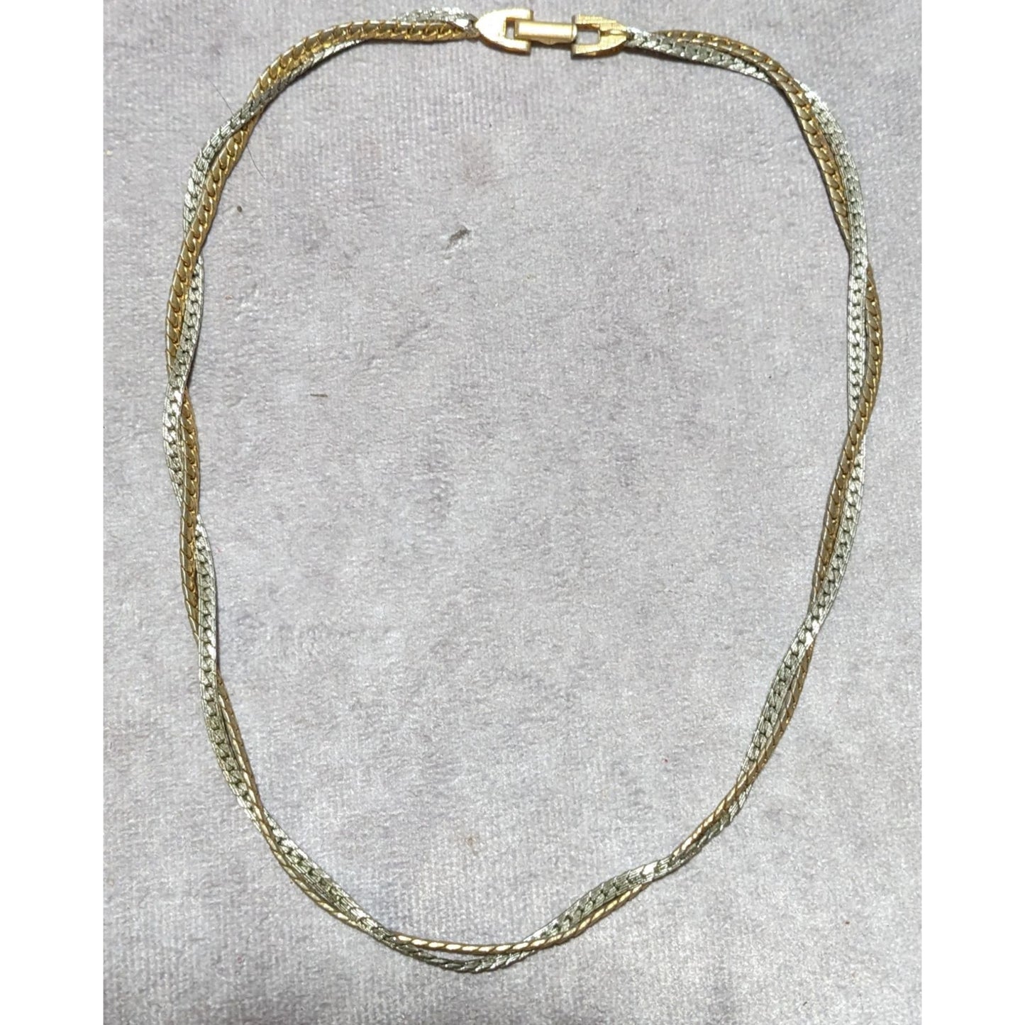 1970s Avon Interweave Gold And Silver Chain Necklace