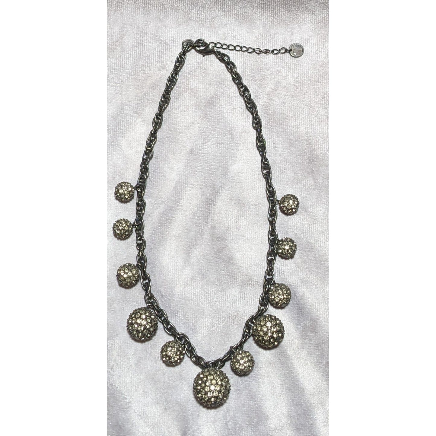 Talbots Gunmetal Rhinestone Ball Necklace