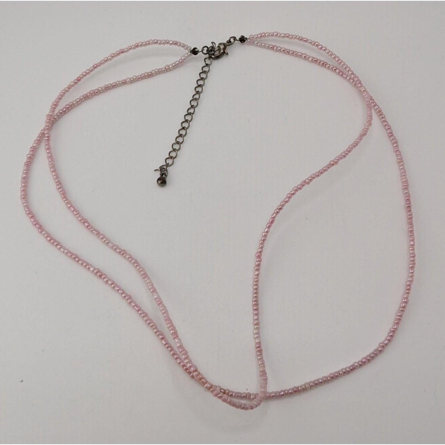 Pastel Pink Seed Bead Necklace Minimalist Y2K Layering Choker Coquette