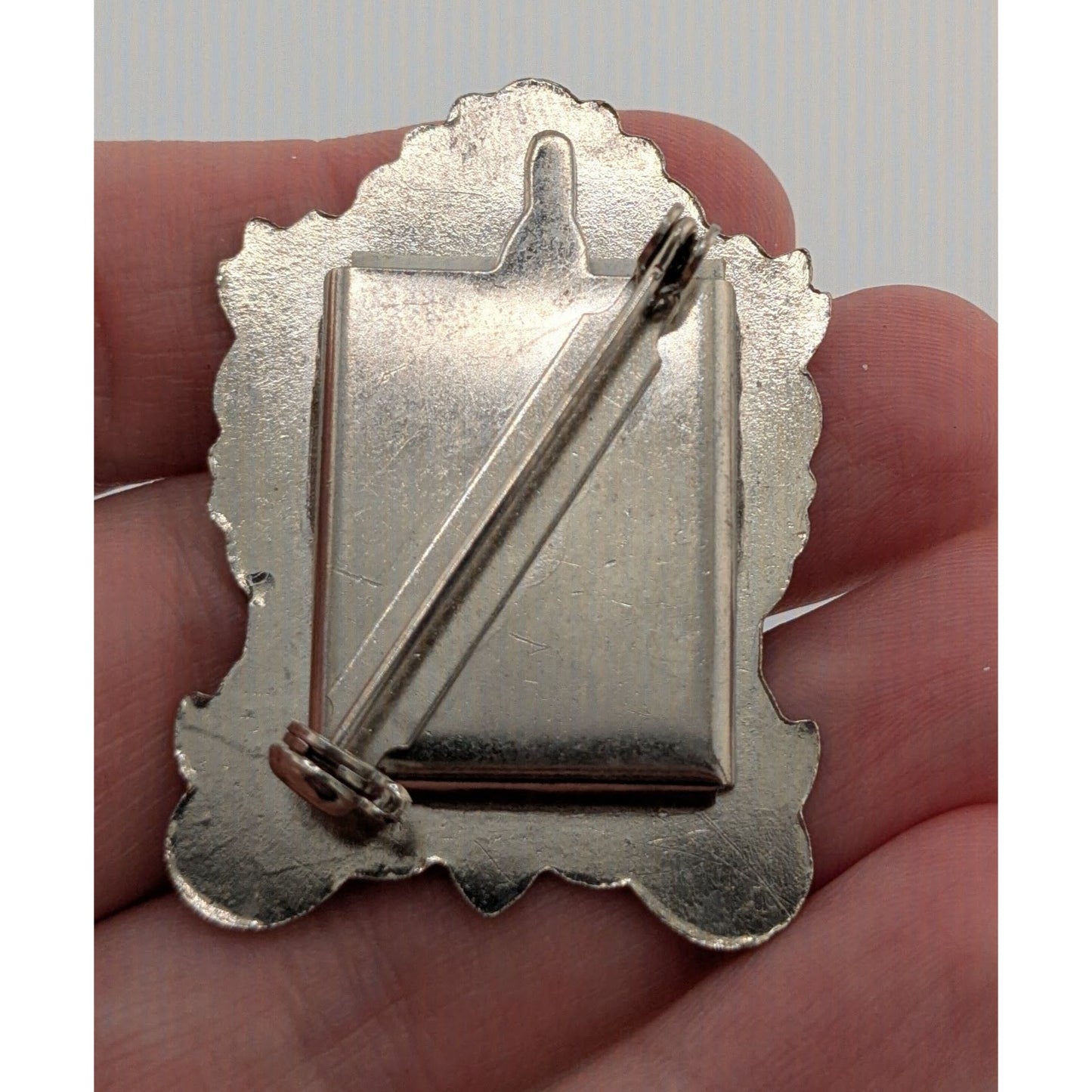 Vintage Floral Enamel Picture Frame Brooch