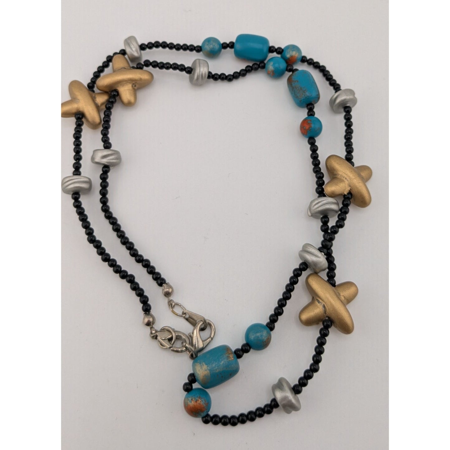 Handcrafted Geometric Abstract Funky Beaded Necklace