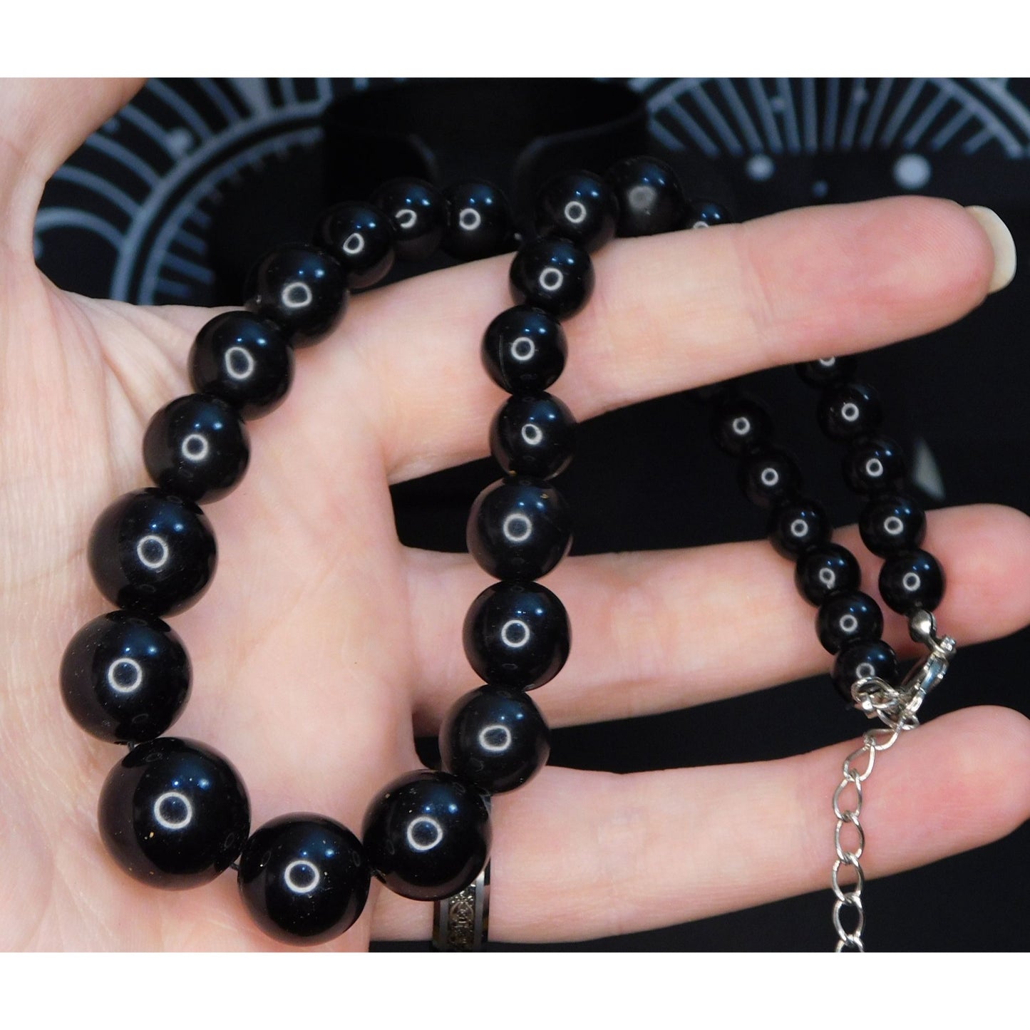 Simple Black Gothic Chunky Beaded Necklace