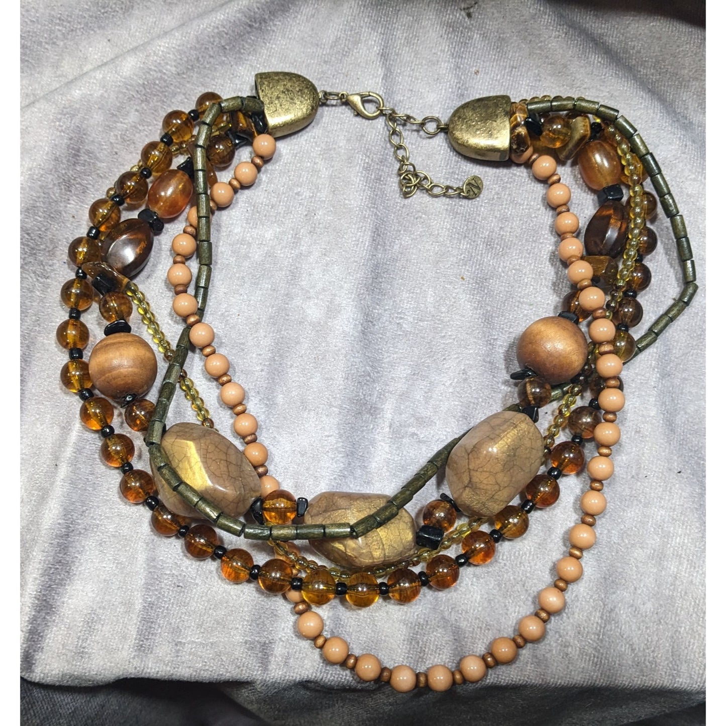 Nordstrom Bohemian Earthy Chunky Multilayer Beaded Necklace