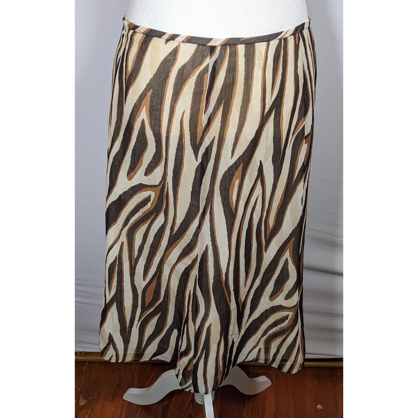 Vintage Le Suit Brown Zebra Stripe Midi Skirt
