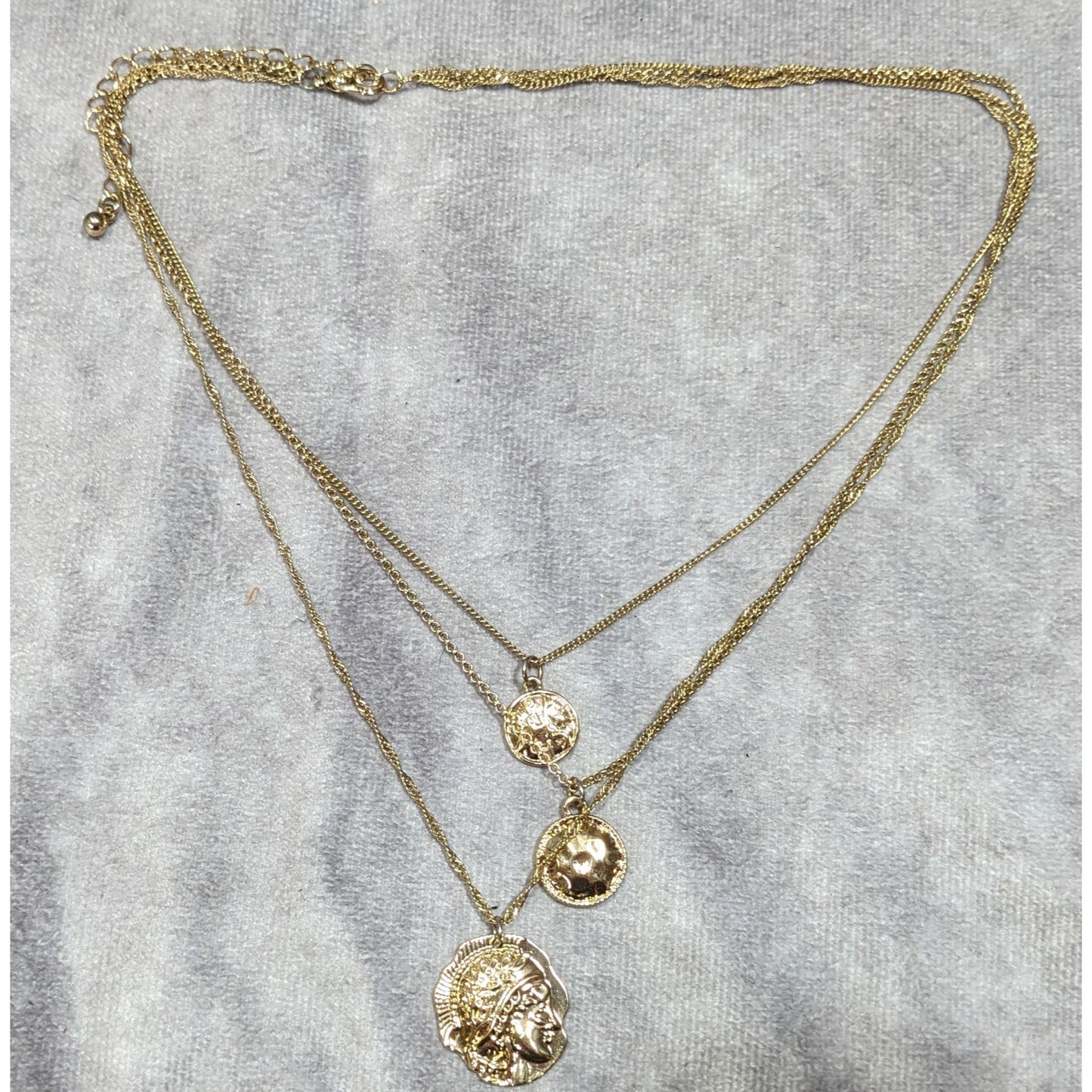 Elegant Layered Mini Medallion/Coin Gold Tone Necklace