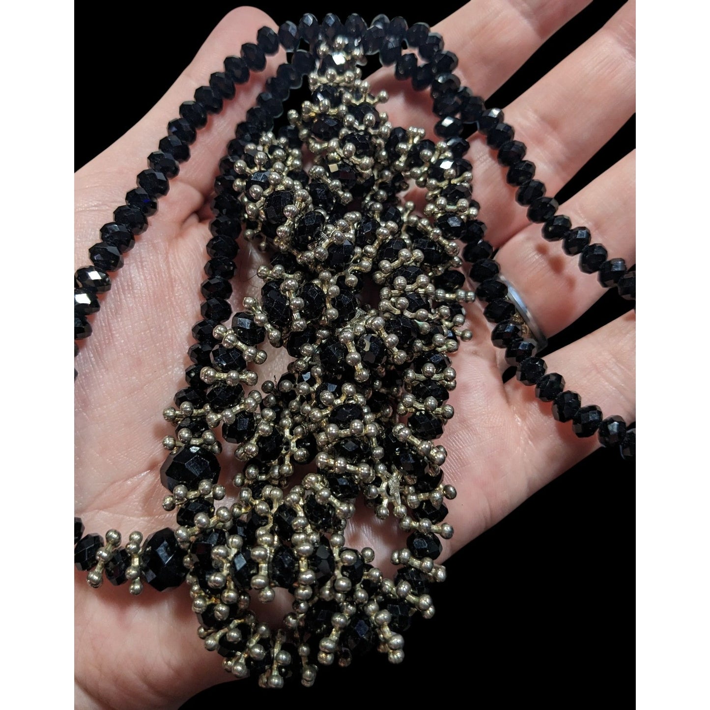 Vintage Glam Metal And Glass Beaded Loop Statement Necklace