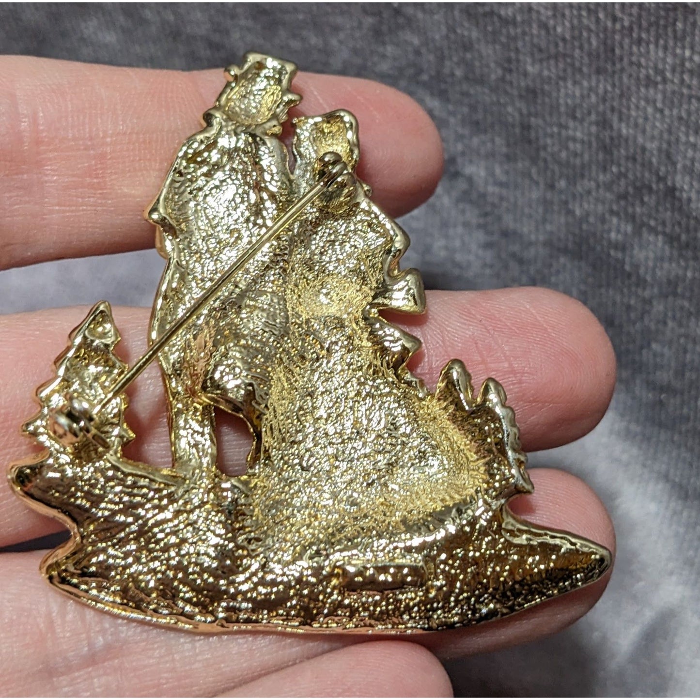 Vintage AJC Victorian Christmas Skaters Brooch