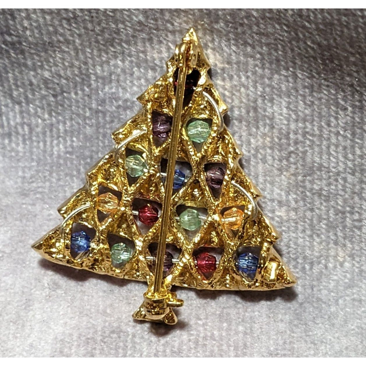 Rainbow Beaded Christmas Tree Brooch