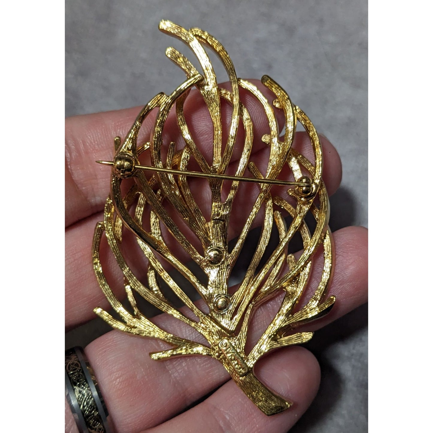 Vintage Monet Gold Team Abstract Leaf Brooch