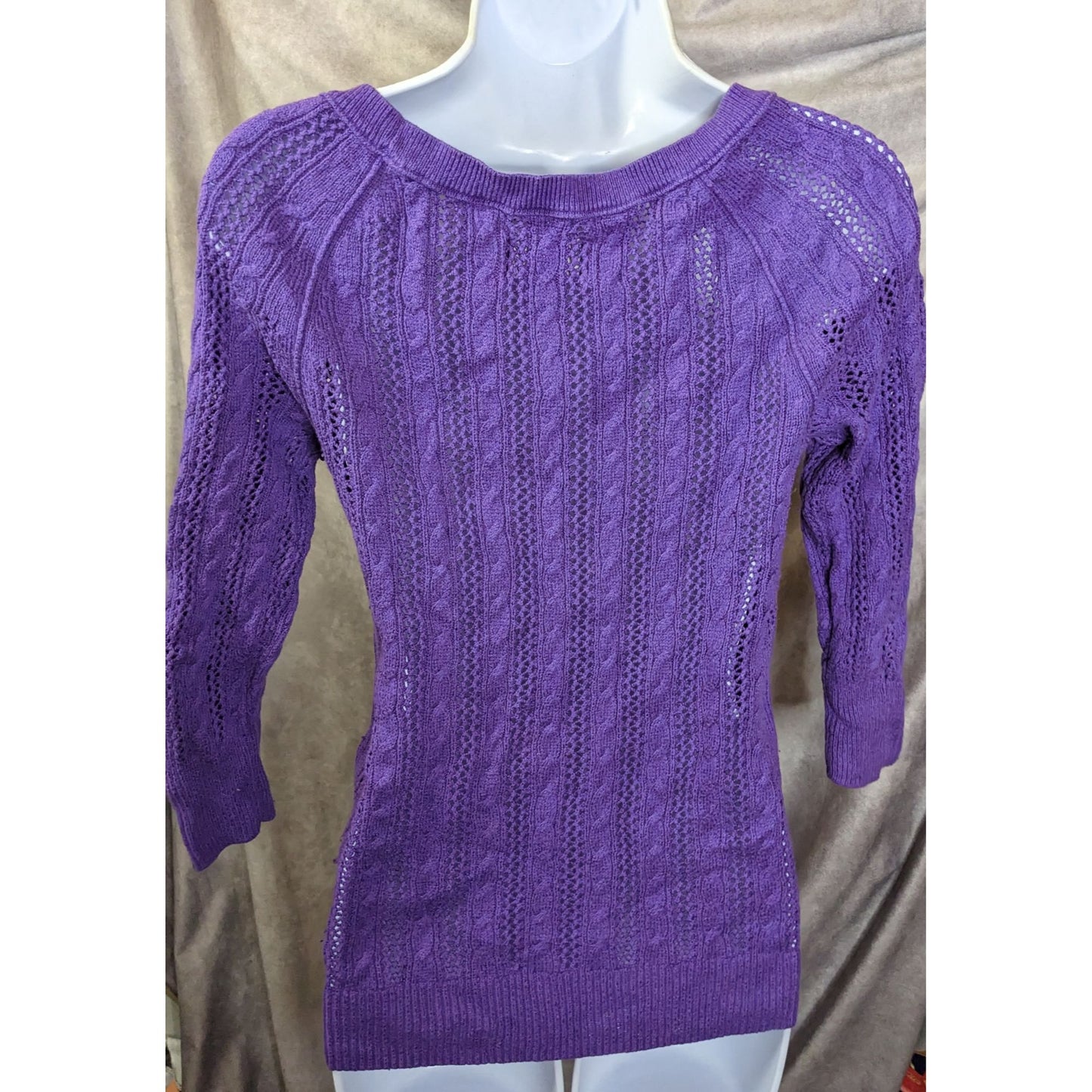 American Eagle Outfitters Purple Cable Knit Sweater