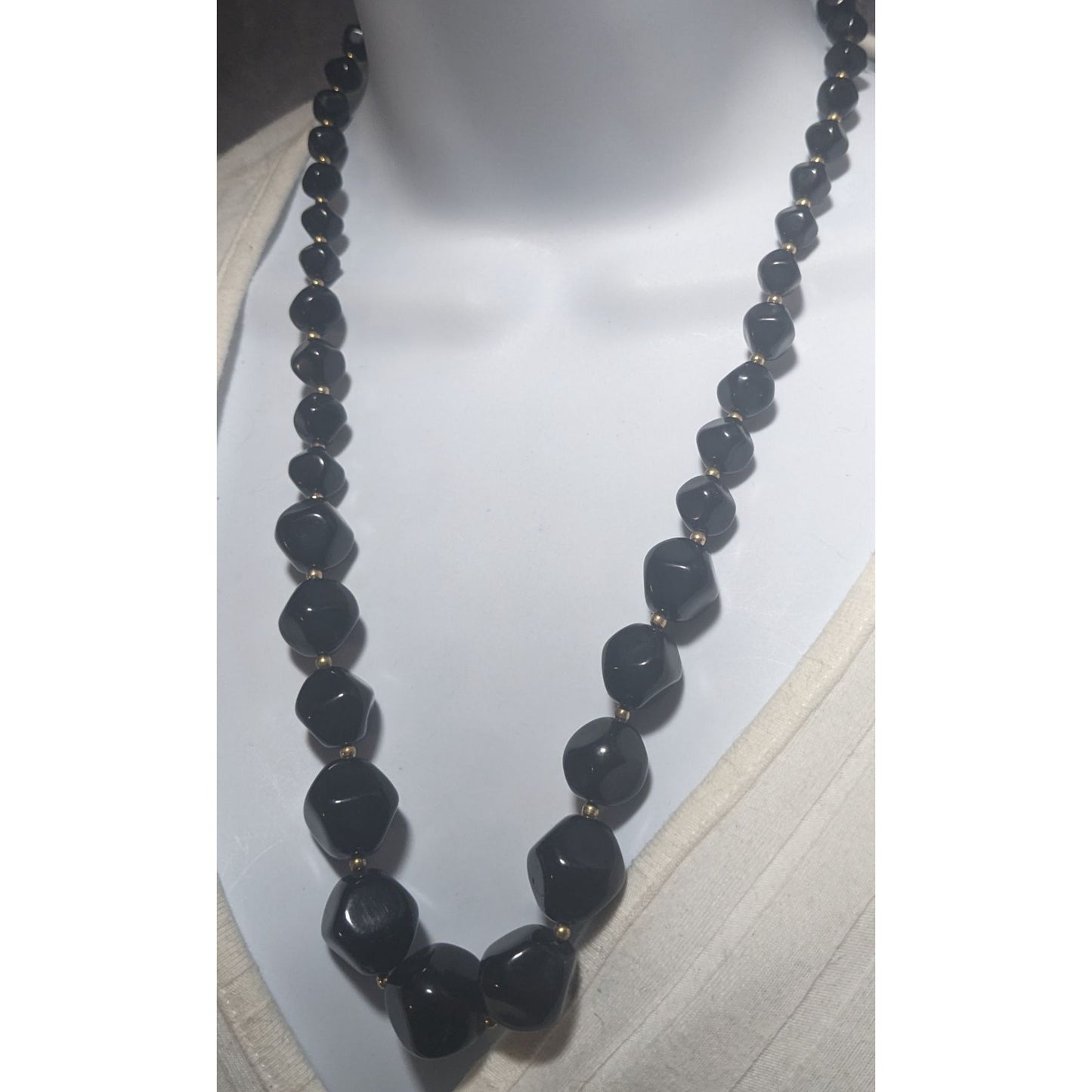 Black And Gold Chunky Beaded Necklace