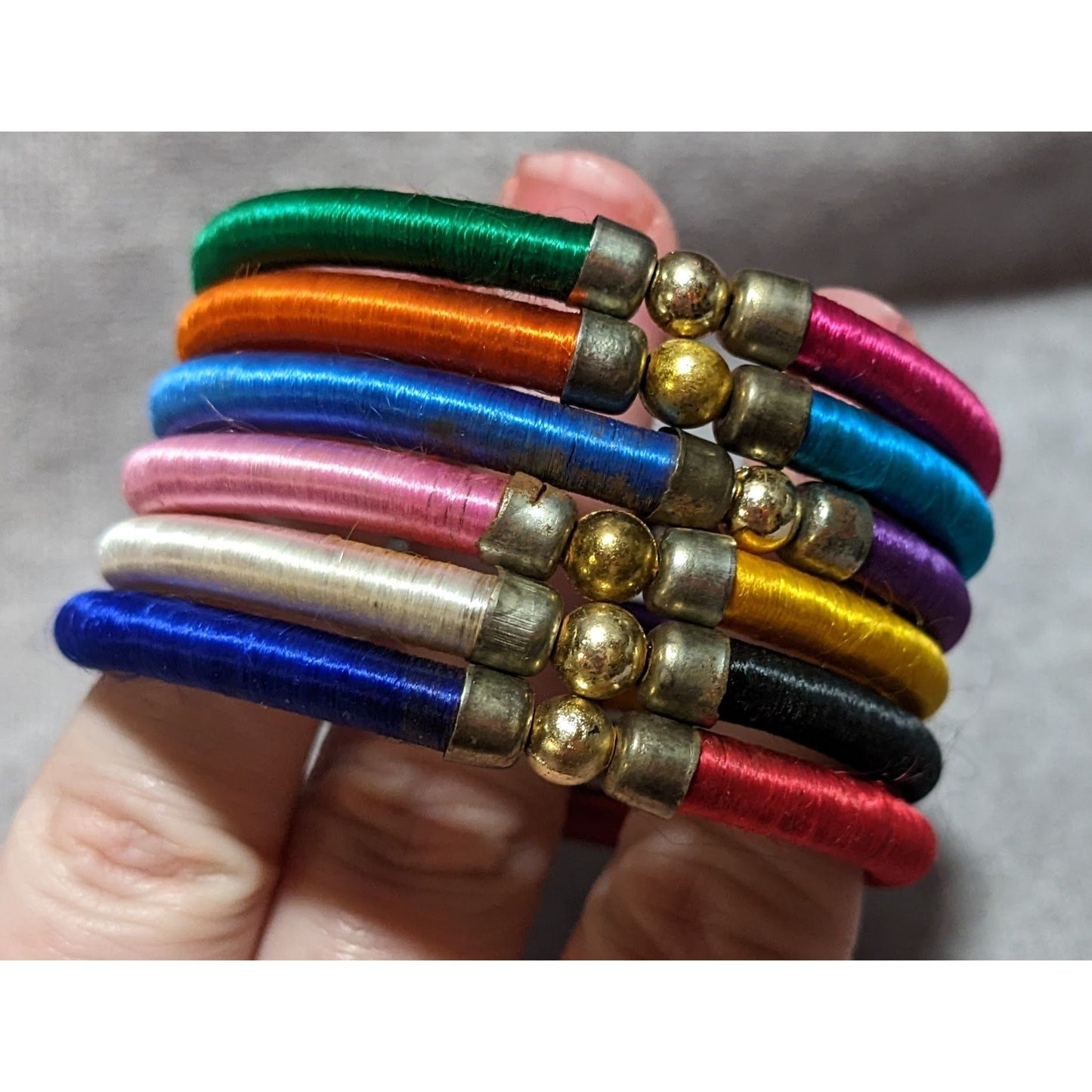Rainbow Silk Thread Coil Bracelet