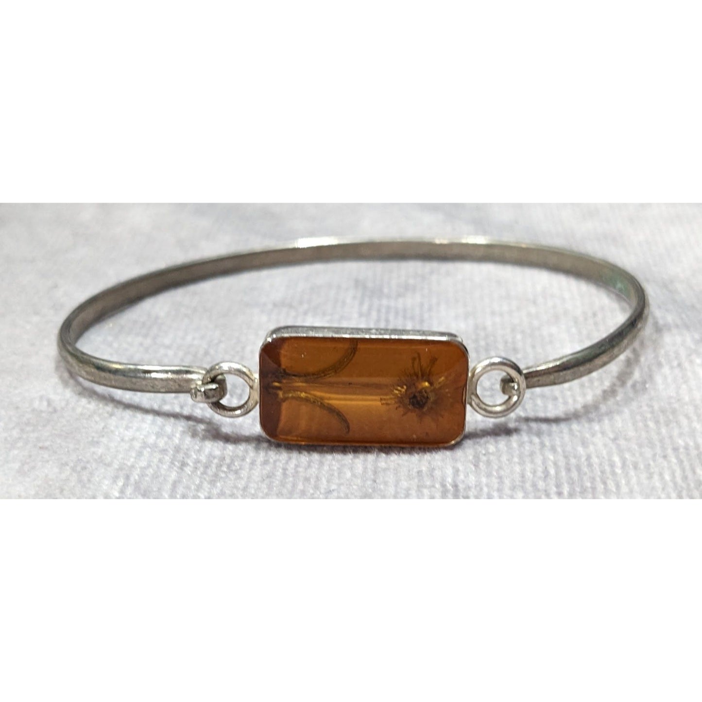 Vintage Pressed Encased Real Flower Bracelet