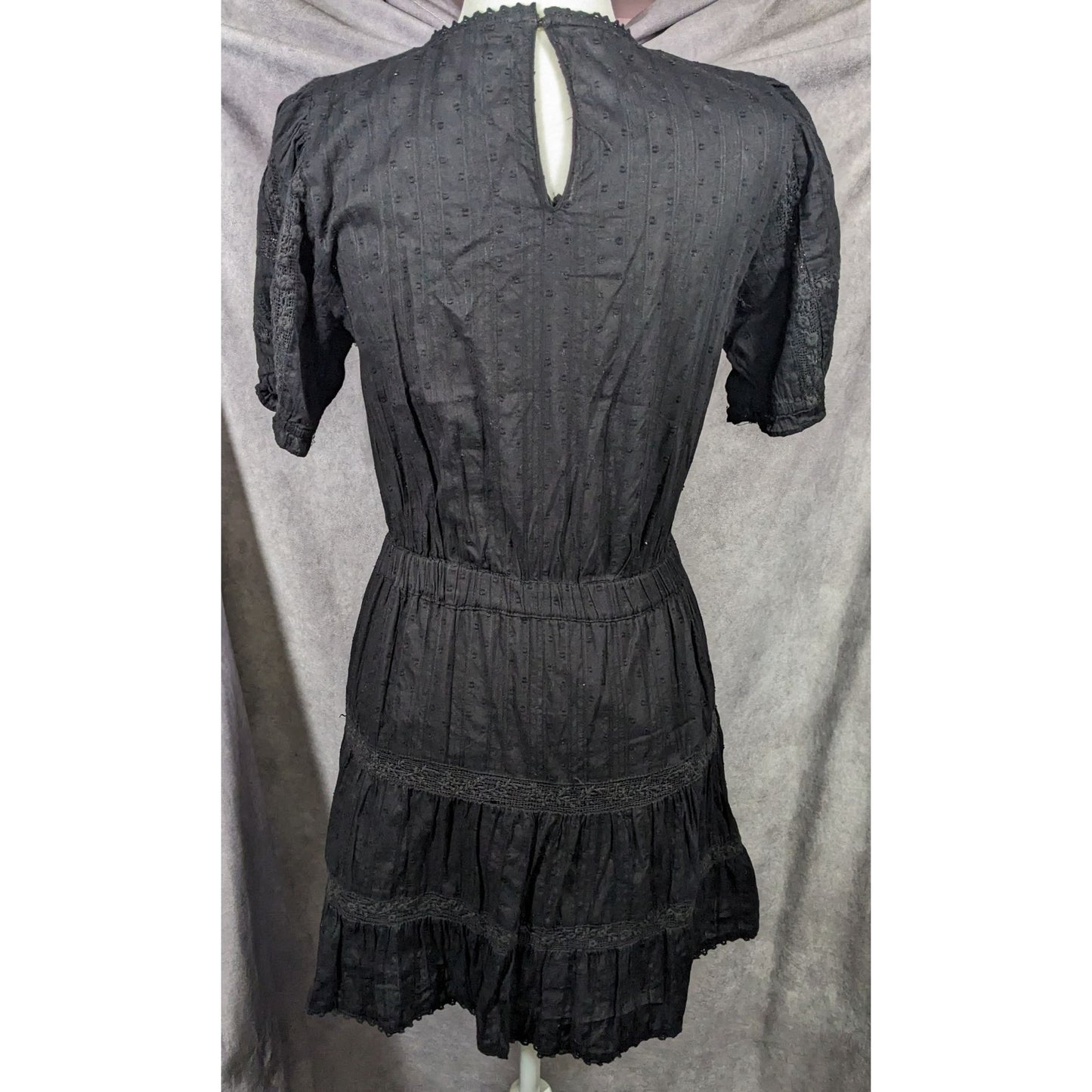 Zara Gothic Swiss Dot Dress With Floral Embroidery Size Small