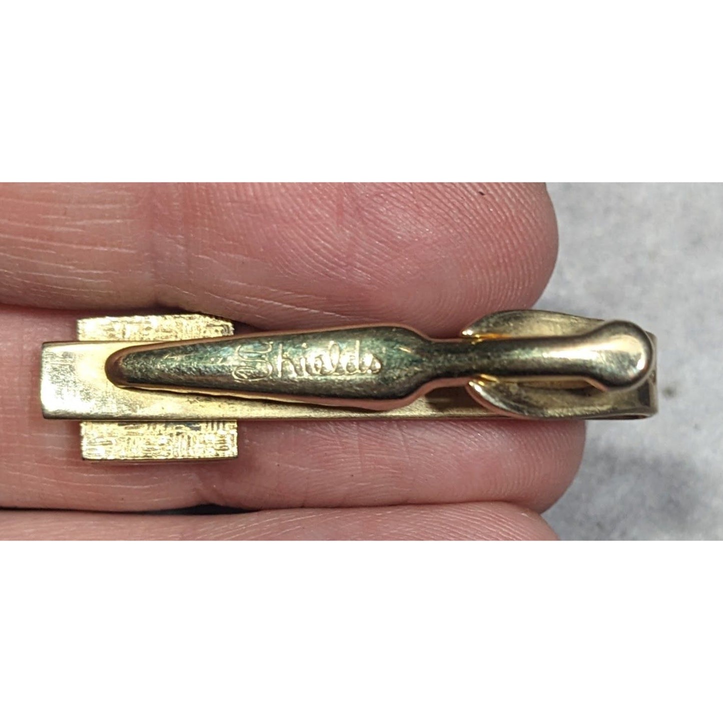 Vintage Shields Gold Tone Black Horse Motif Tie Clip