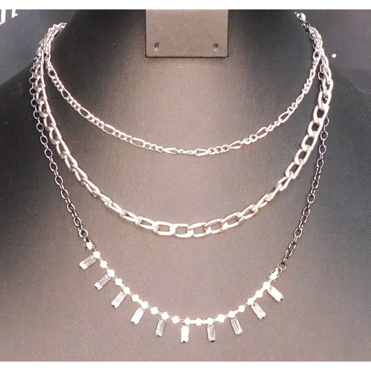 Etcetera Vintage Tiered Rhinestone Necklace