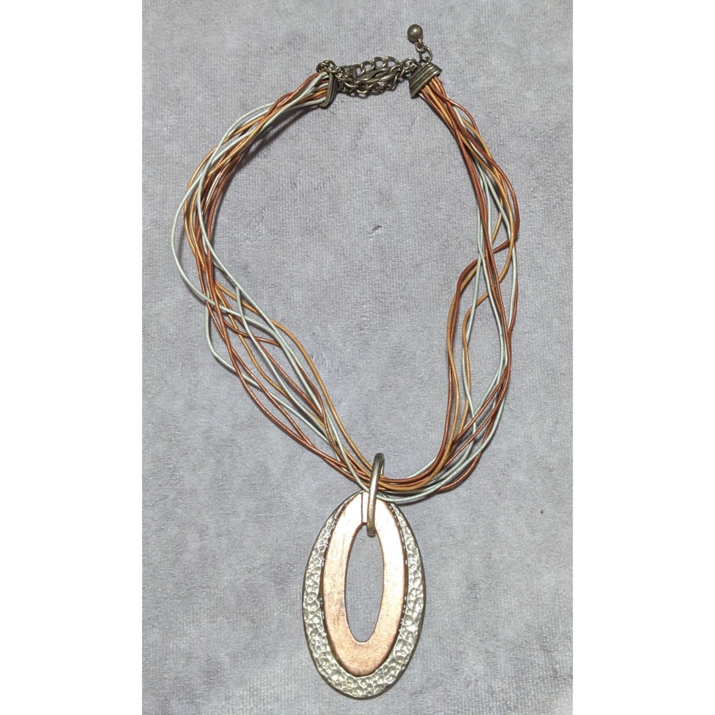 Chico's Metallic Hammered Pendant Necklace