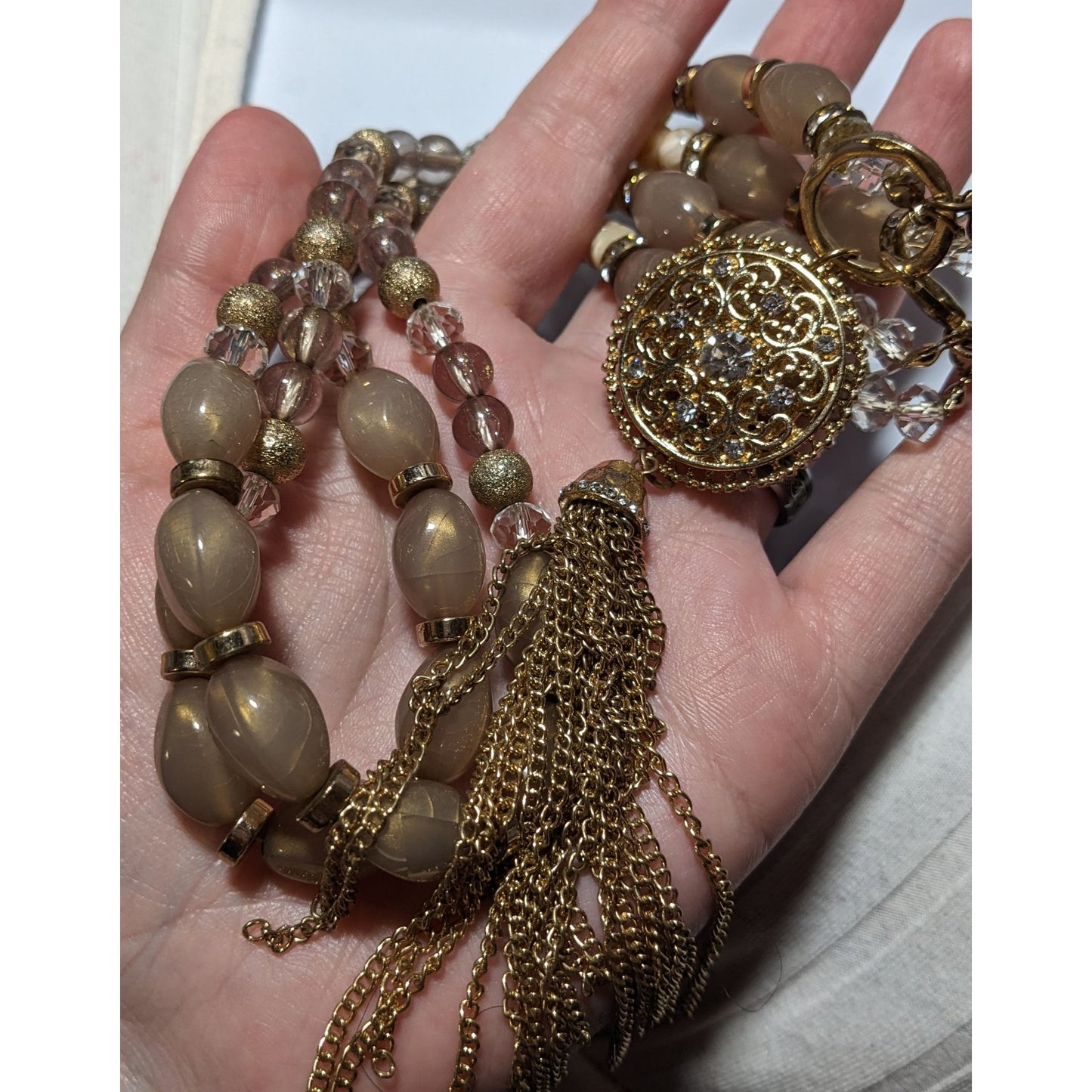 Beaded Glam Tassel Necklace