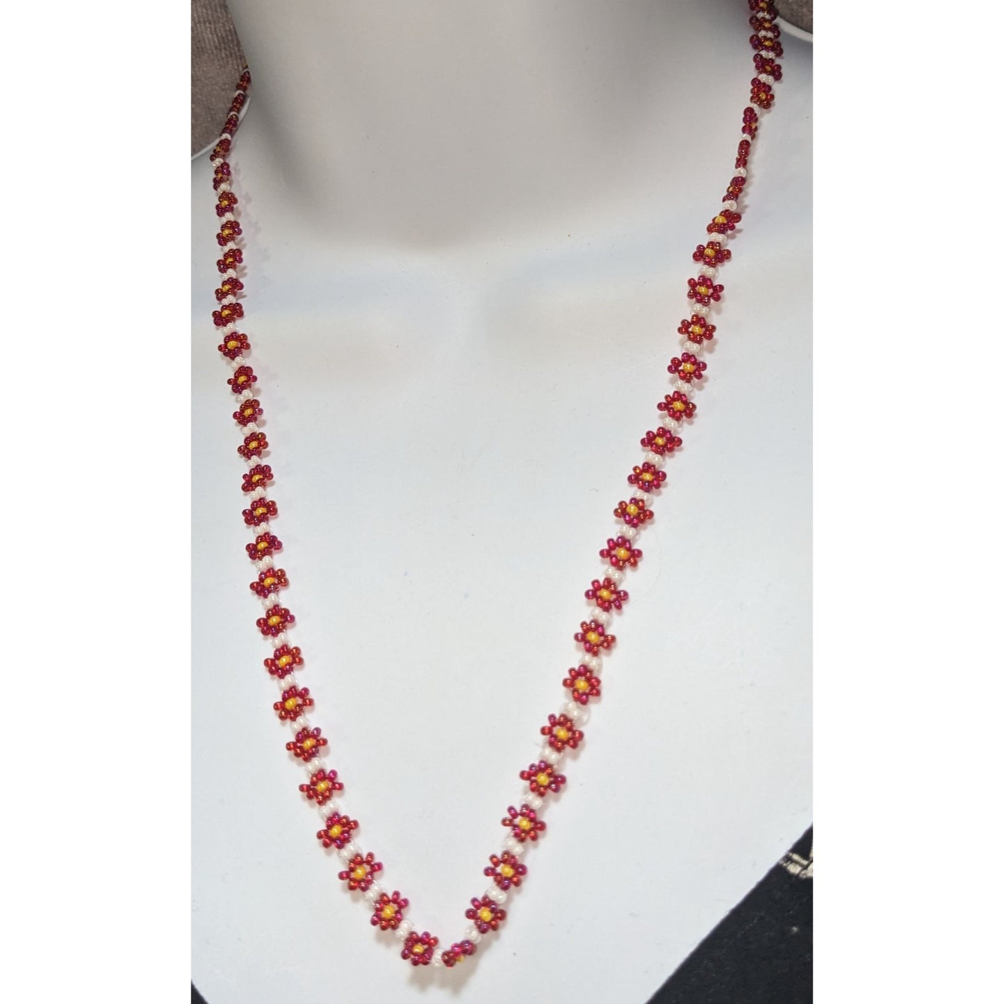 Coquette Cottagecore Fairycore Handmade Daisy Seed Bead Necklace Floral Beaded Choker