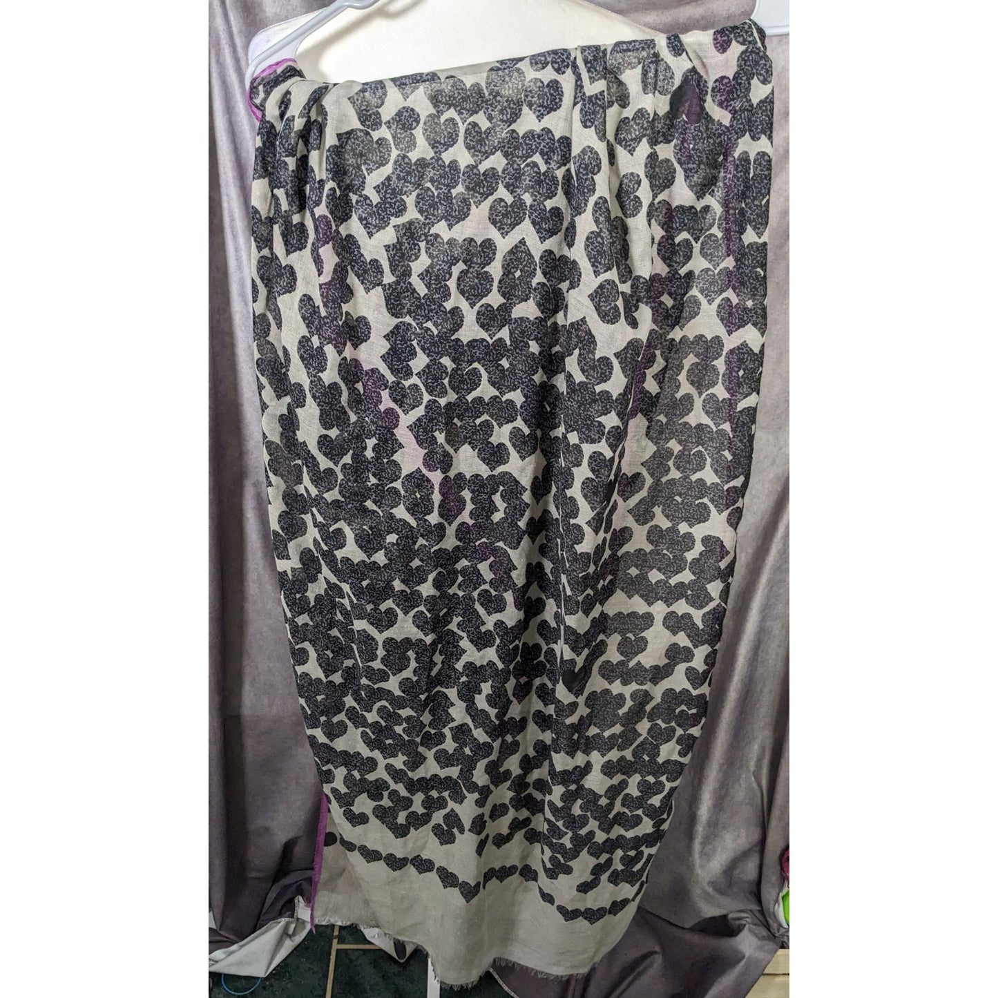 Olive & Cocoa Faded Hearts Black And Grey Scarf