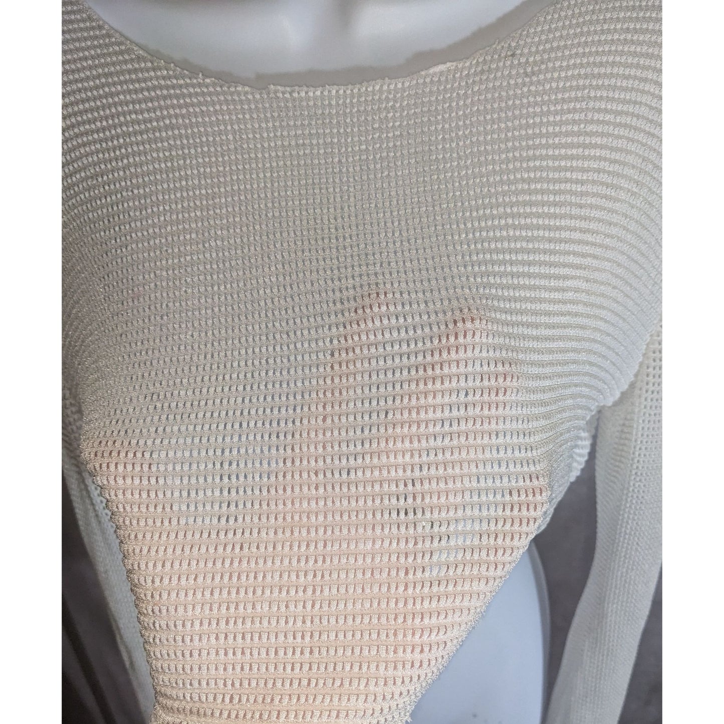 Mesh Long Sleeve Crop Top White Summer Rave Festival