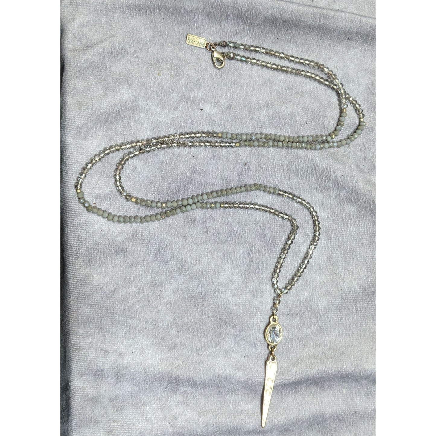 Canvas Brutalist Glam Gem And Spike Beaded Pendant Necklace