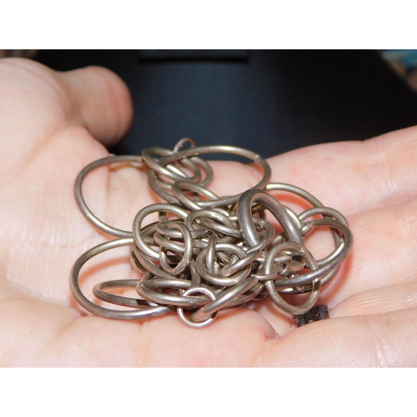 Casual Open Ring Link Silver Tone Necklace