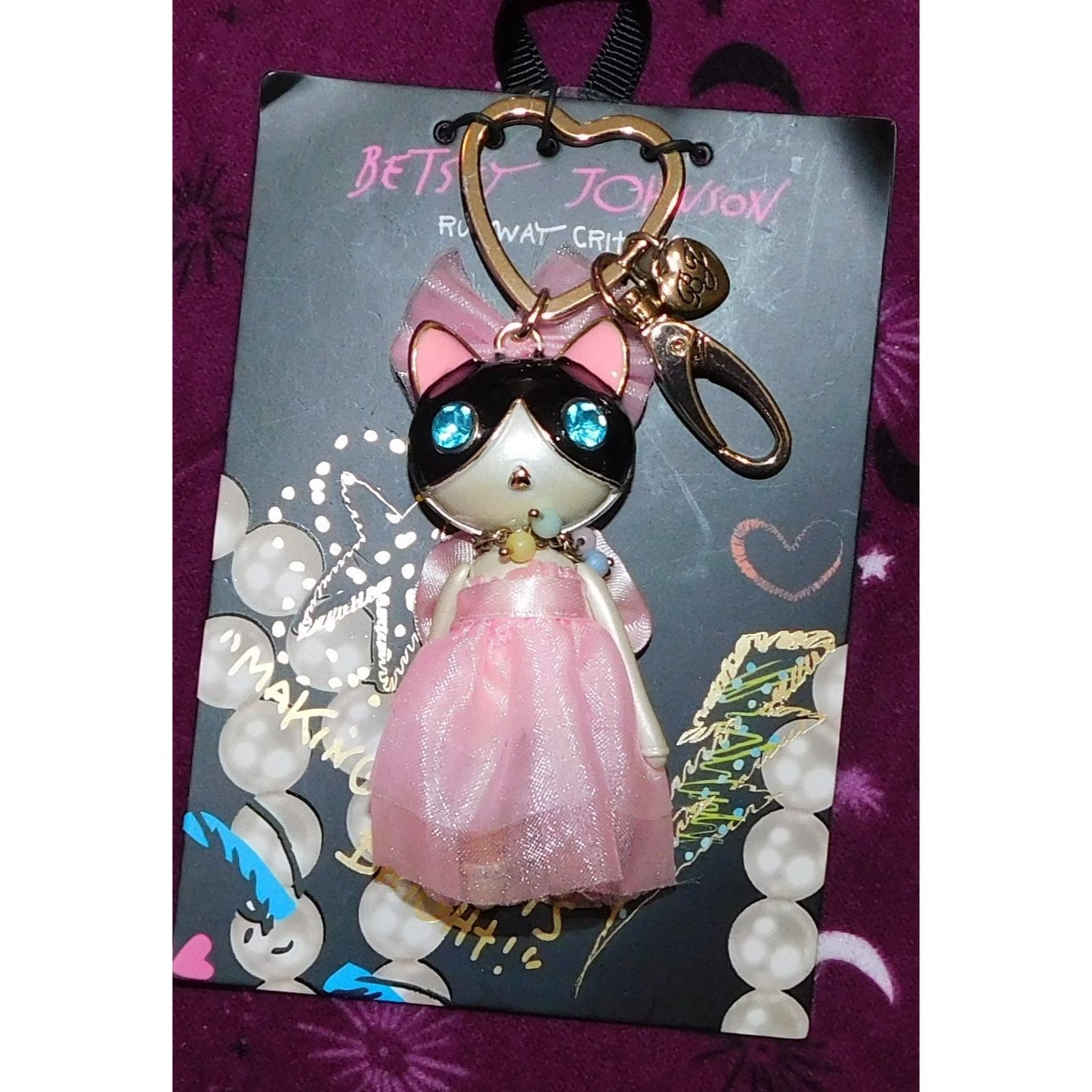 Betsey Johnson Runway Critters Cat Keychain