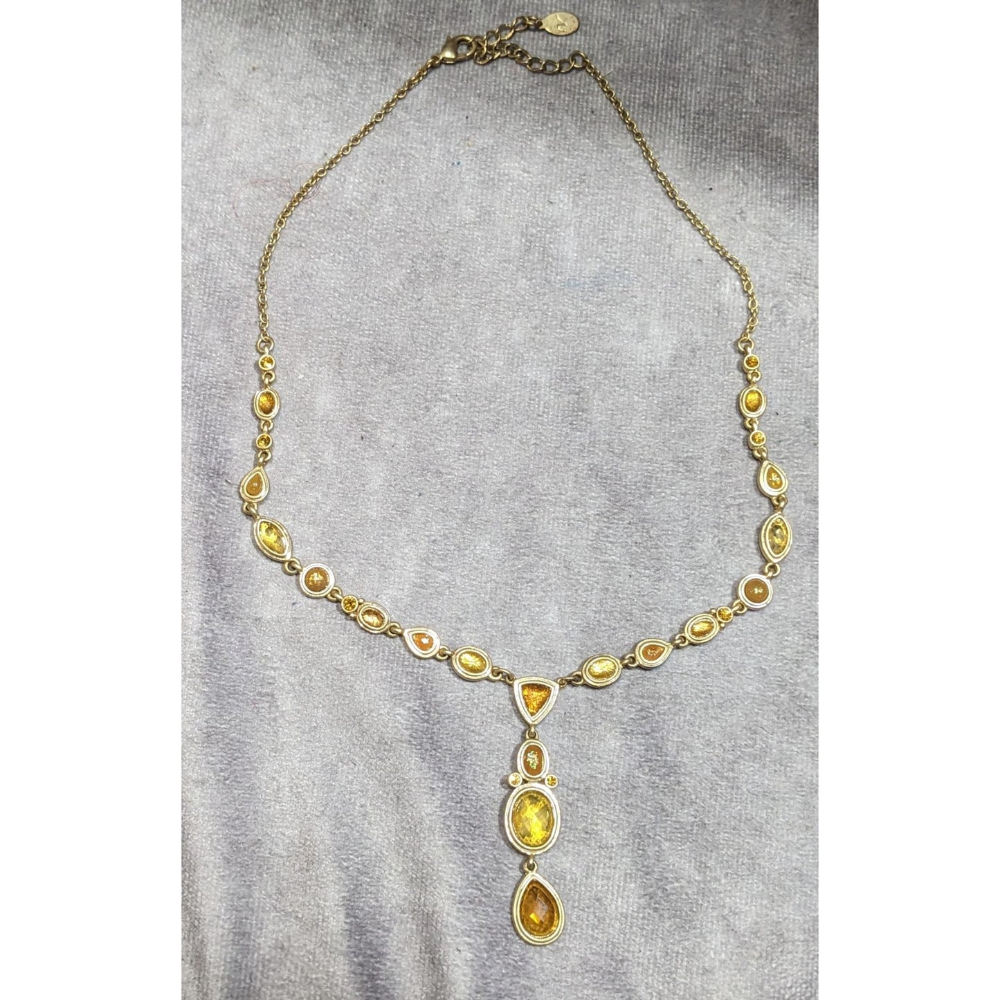 Versona Whimsical Elegant Gemmed Gold Tone Y Necklace