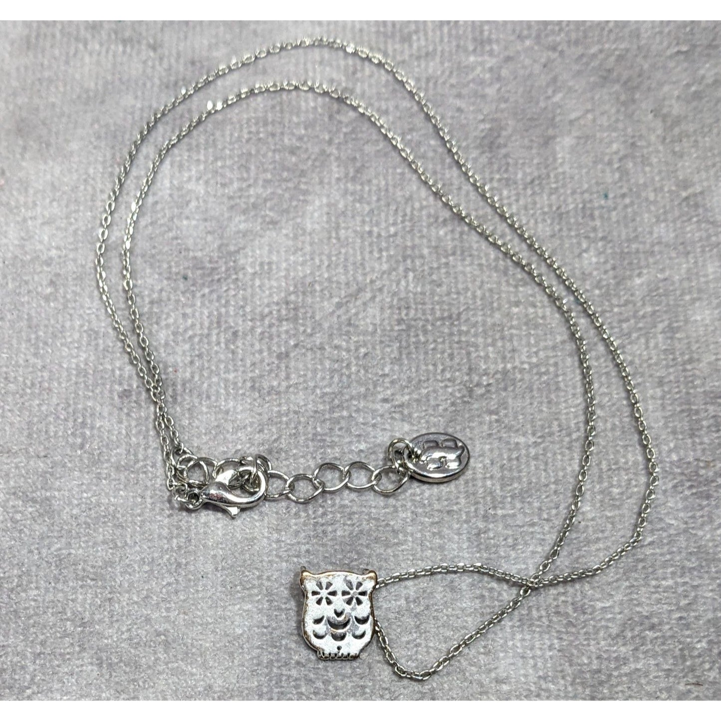 Minimalist Quirky Owl Pendant Silver Tone Necklace