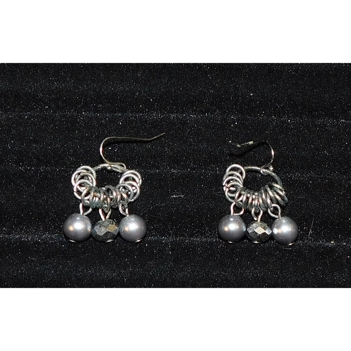 Gothic Chain Maille Beaded Drop Earrings