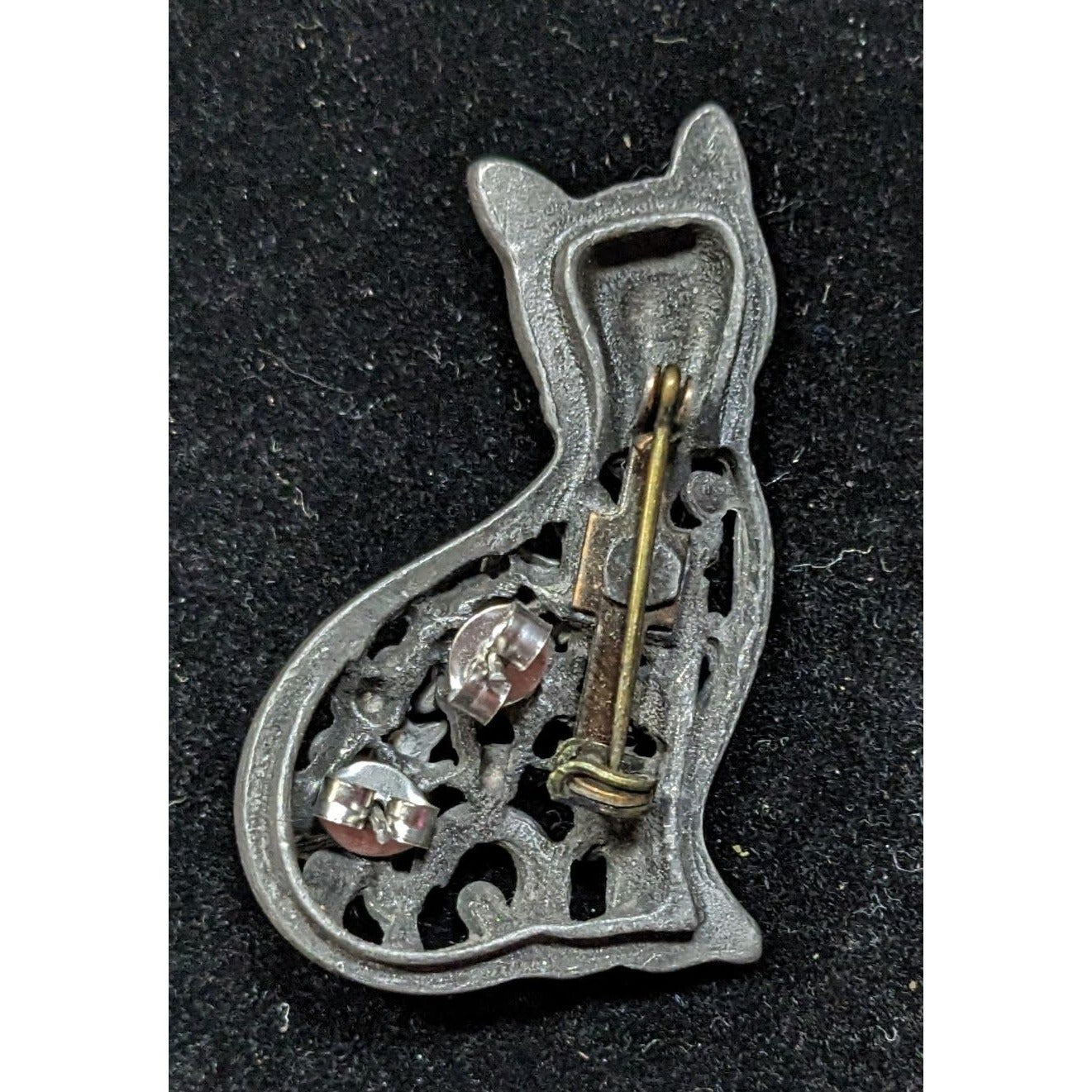 Vintage Cat Brooch With Matching Earrings