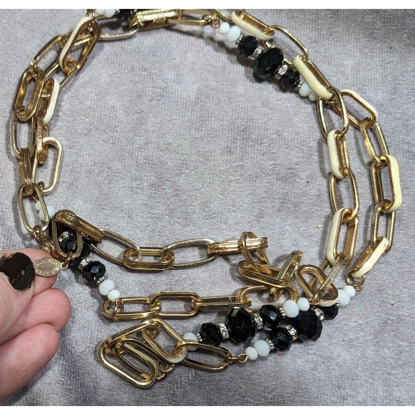 Vintage Ali-Khan New York Gold Tone Chain Necklace With Beaded Accents