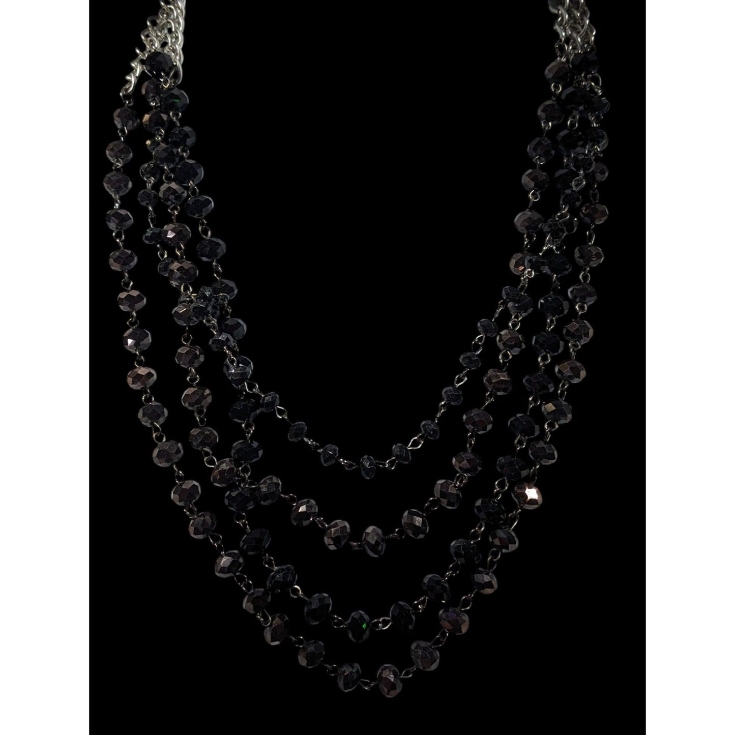 Glam Goth Multilayer Faceted Glass Beaded Necklace