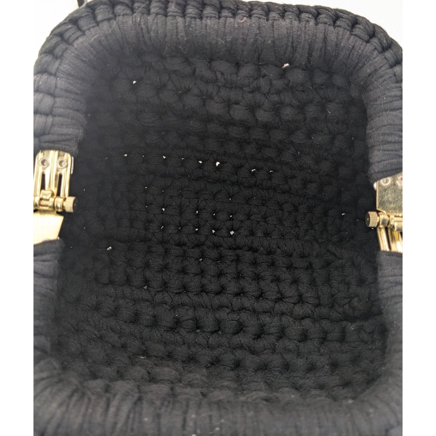 Martin Levin Handmade Black Beaded Crochet Bag With Silver Chain Strap Oslo Design 10x5x4 Inches Adjustable 17-Inch Drop