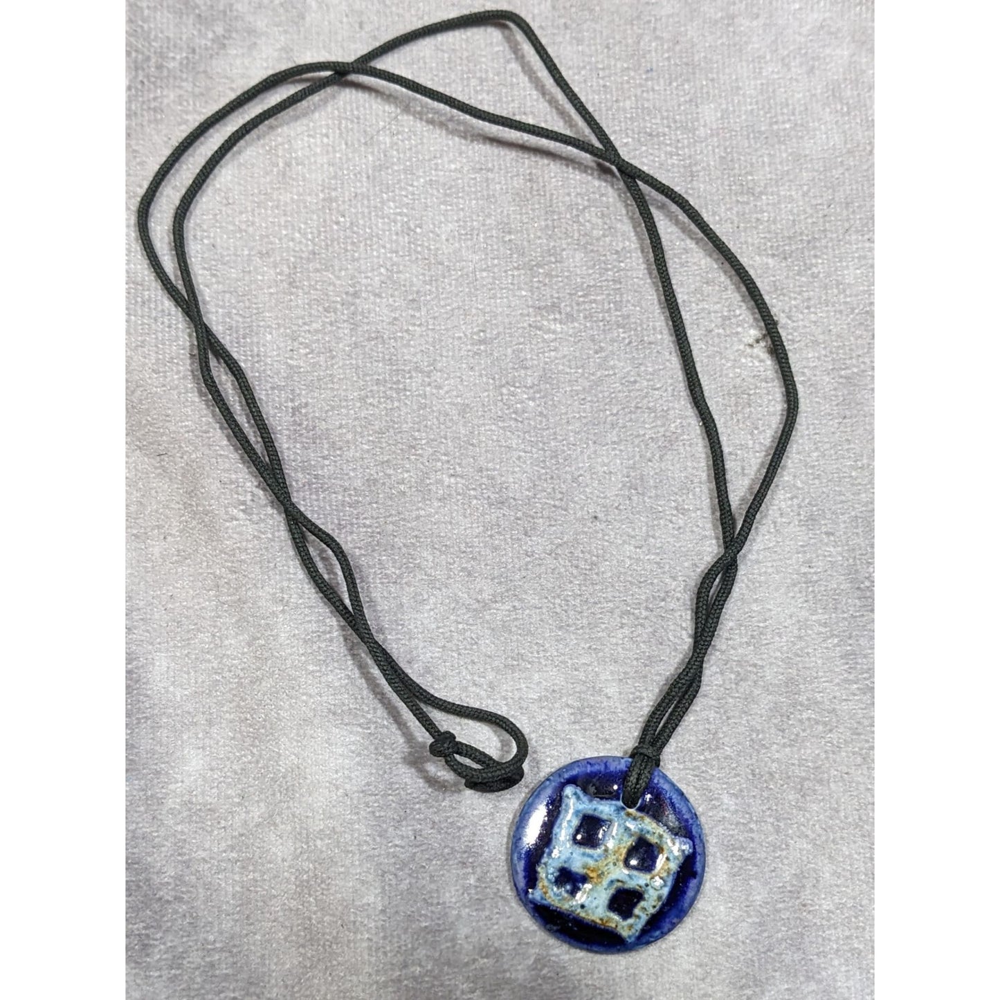 Handmade Ceramic Blue Glazed Pendant Necklace