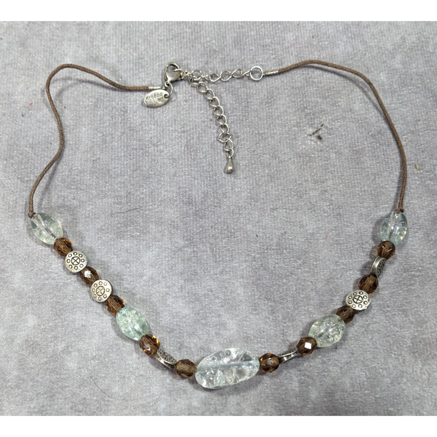 Lia Sophia Bohemian Clear Crackle Glass Beaded Necklace