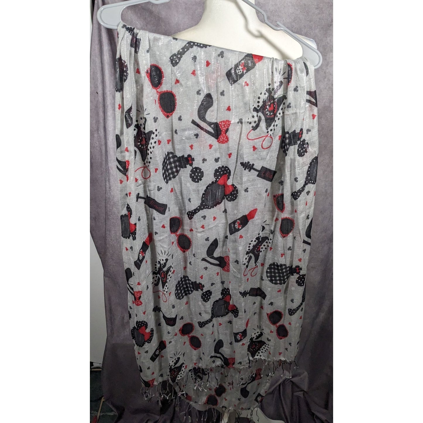 Disney Parks Minnie Mouse Icons Metallic Silver Scarf