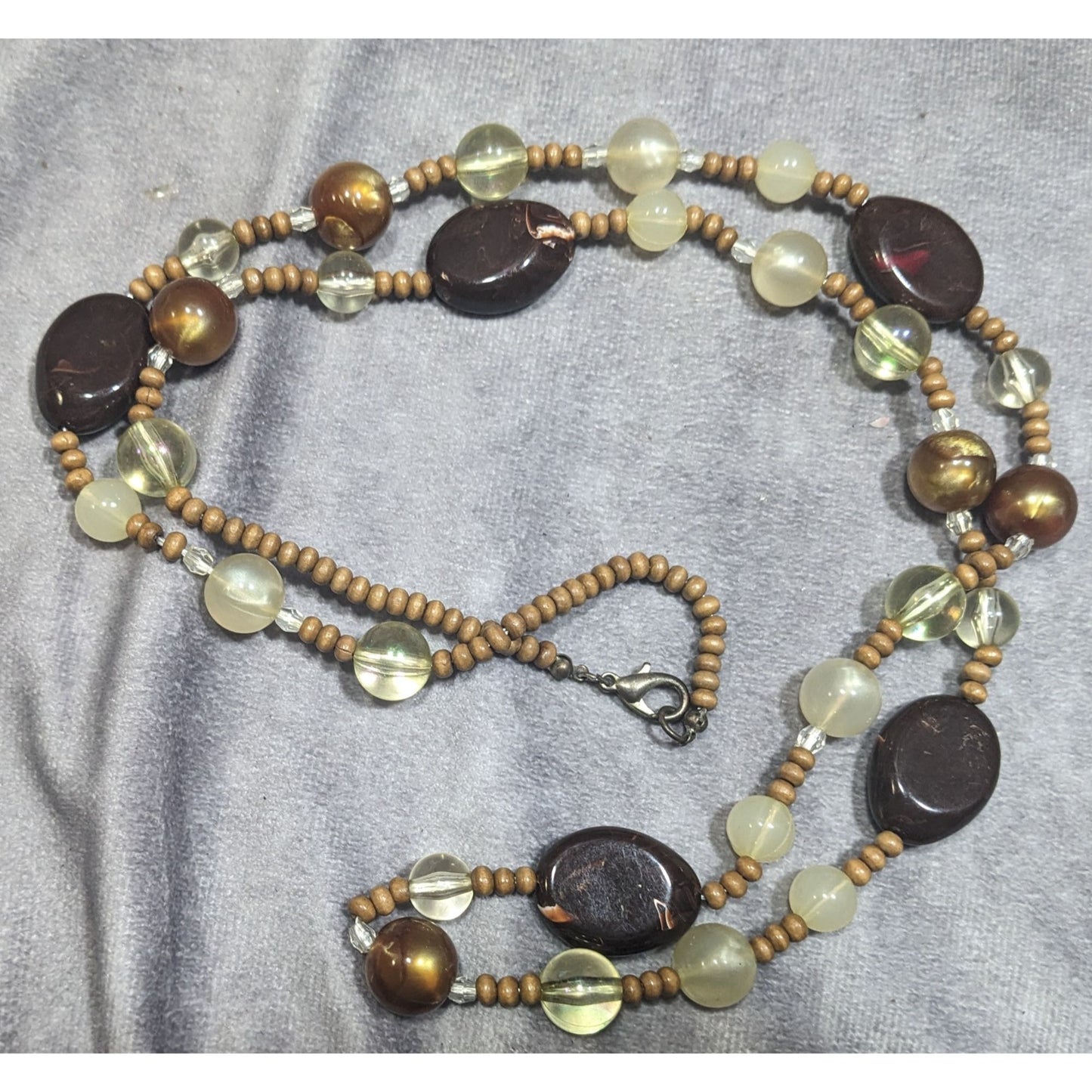 Bohemian Earth Tone Acrylic And Wood Beaded Necklace