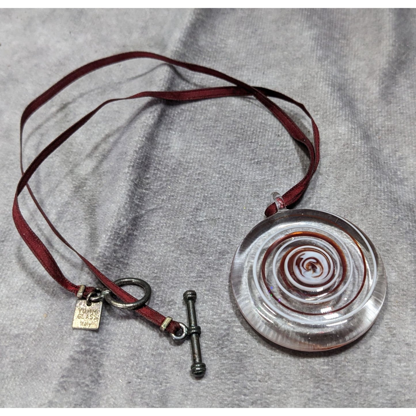 Vintage Yummi Glass Italy Handcrafted Glass Pendant Necklace