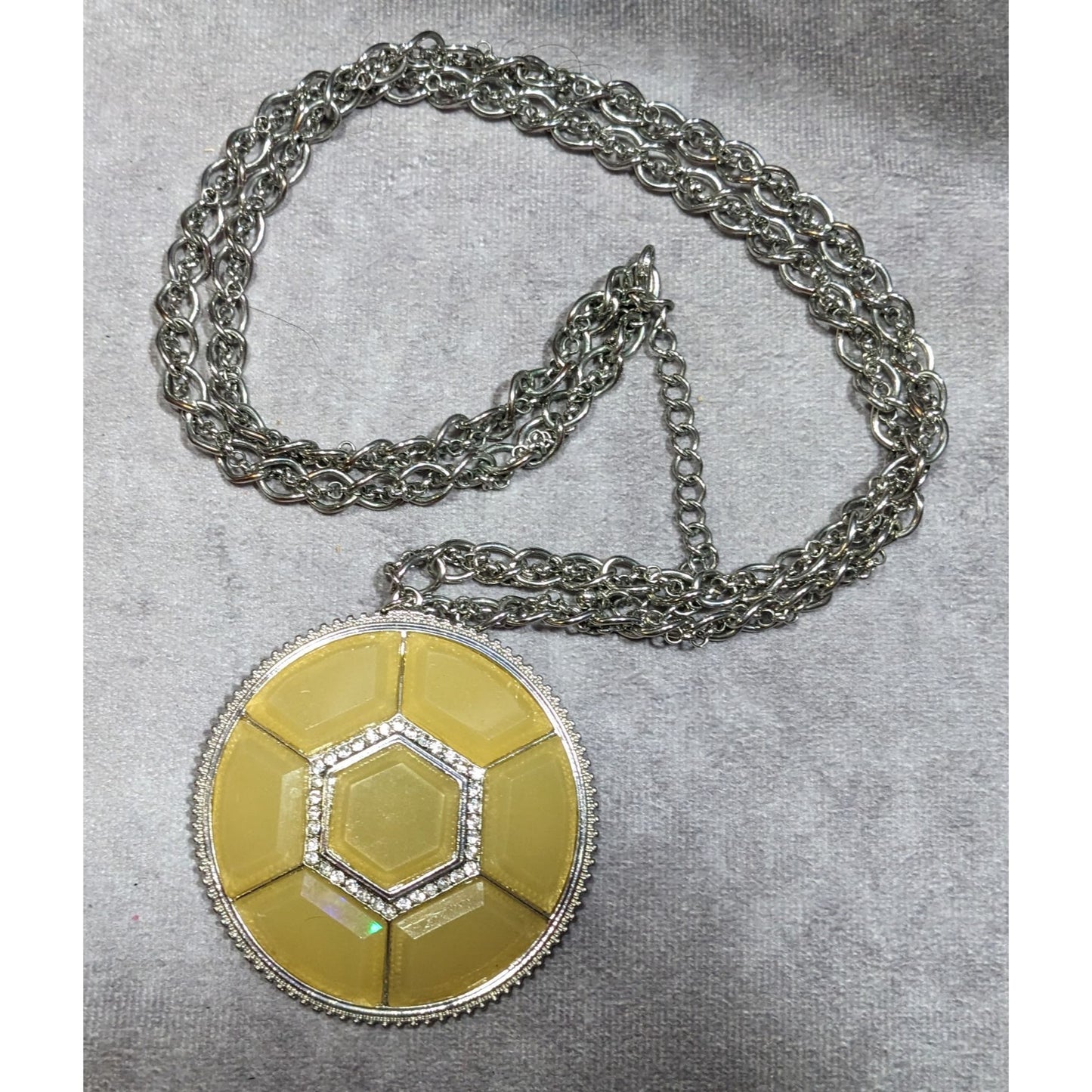 Yellow Glam Turtle Shell Themed Medallion Necklace