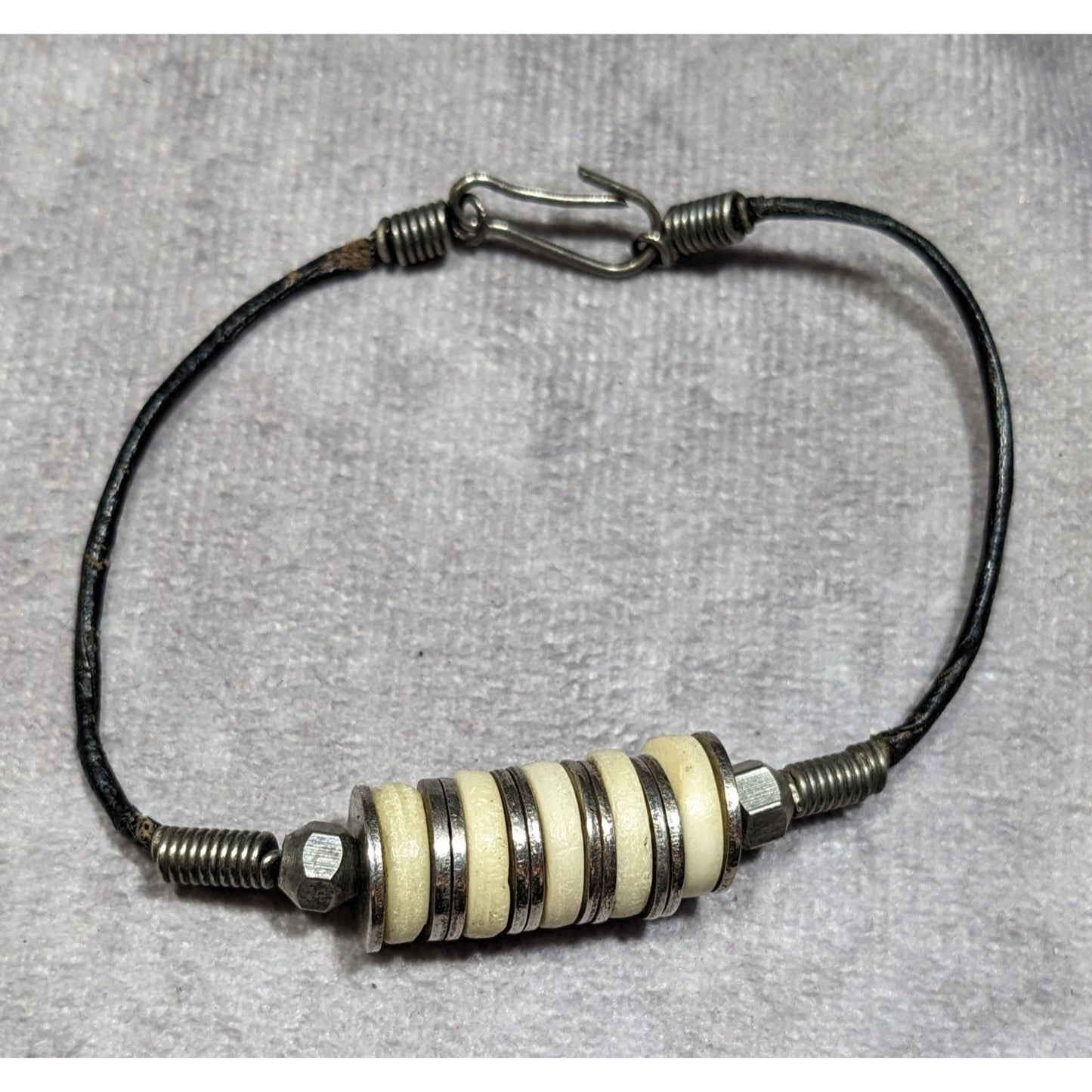 Vintage Handmade Industrial Washer Beaded Bracelet