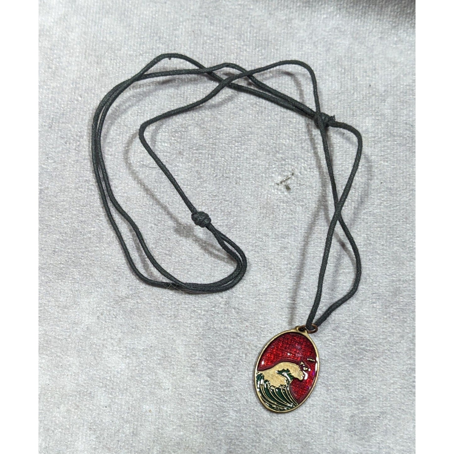 Peace Bronze 2010 Enamel Wave Pendant Necklace