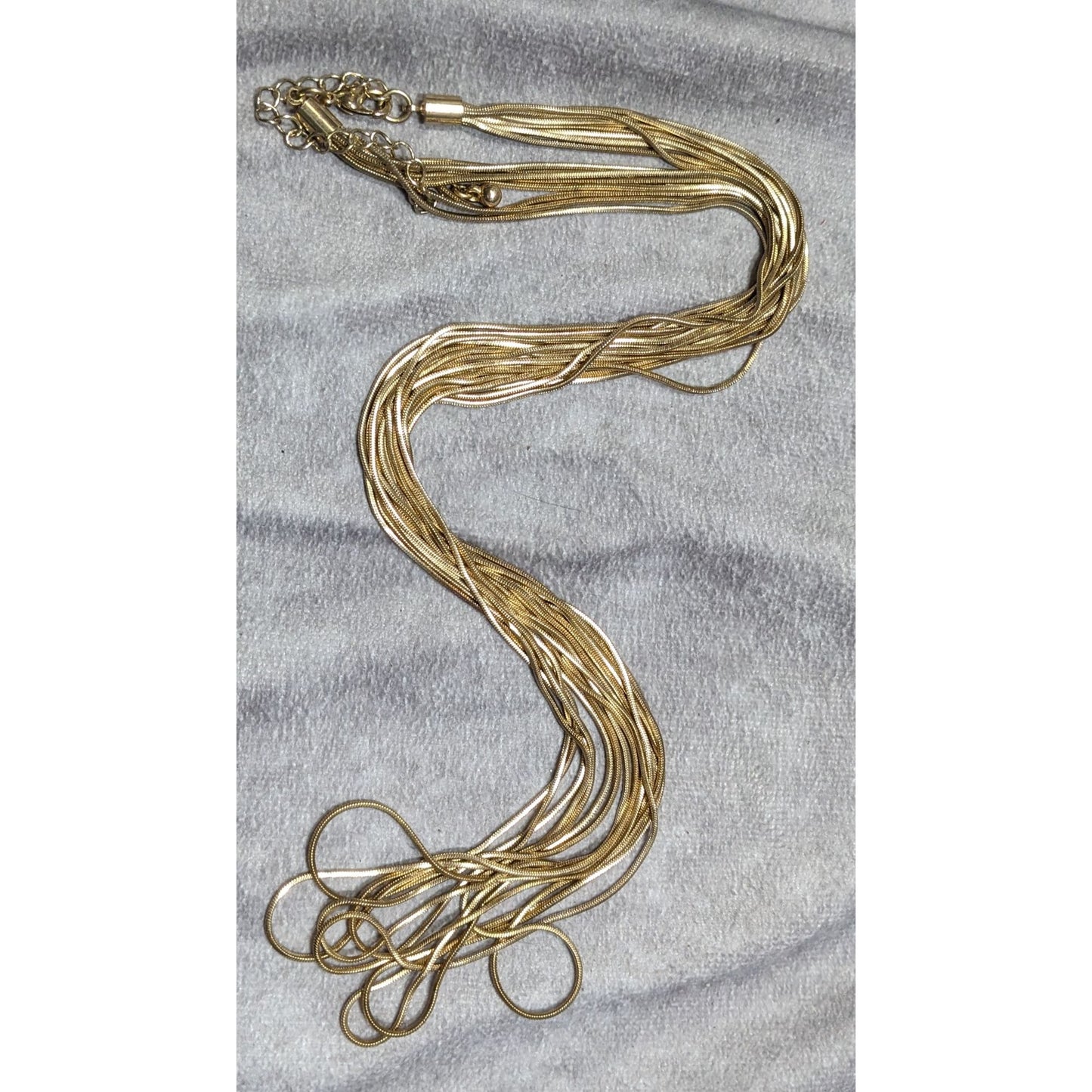 Vintage Glam Multi Strand Liquid Gold Liquid Metal Layered Necklace