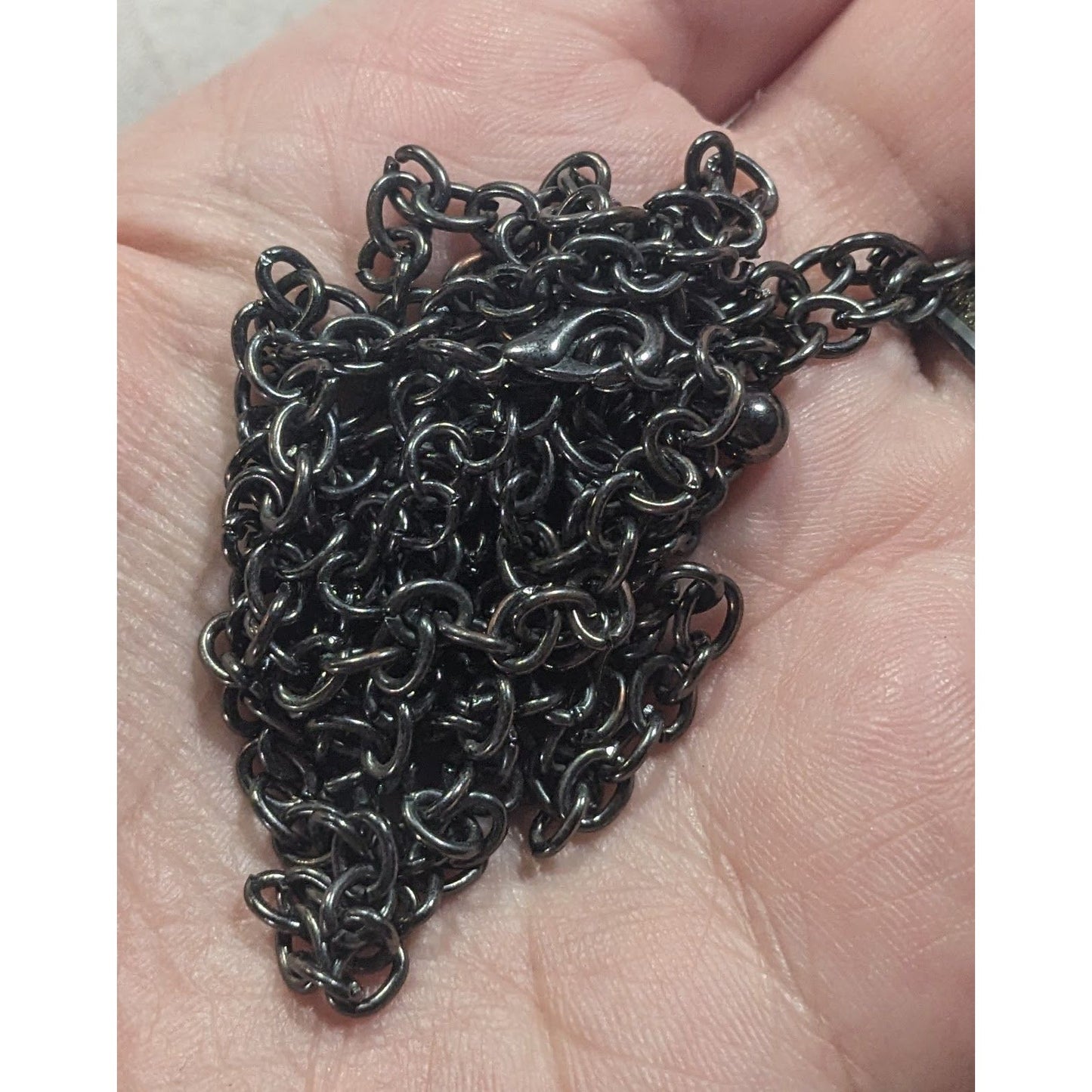 Casual Long Gunmetal Tone Chain Necklace