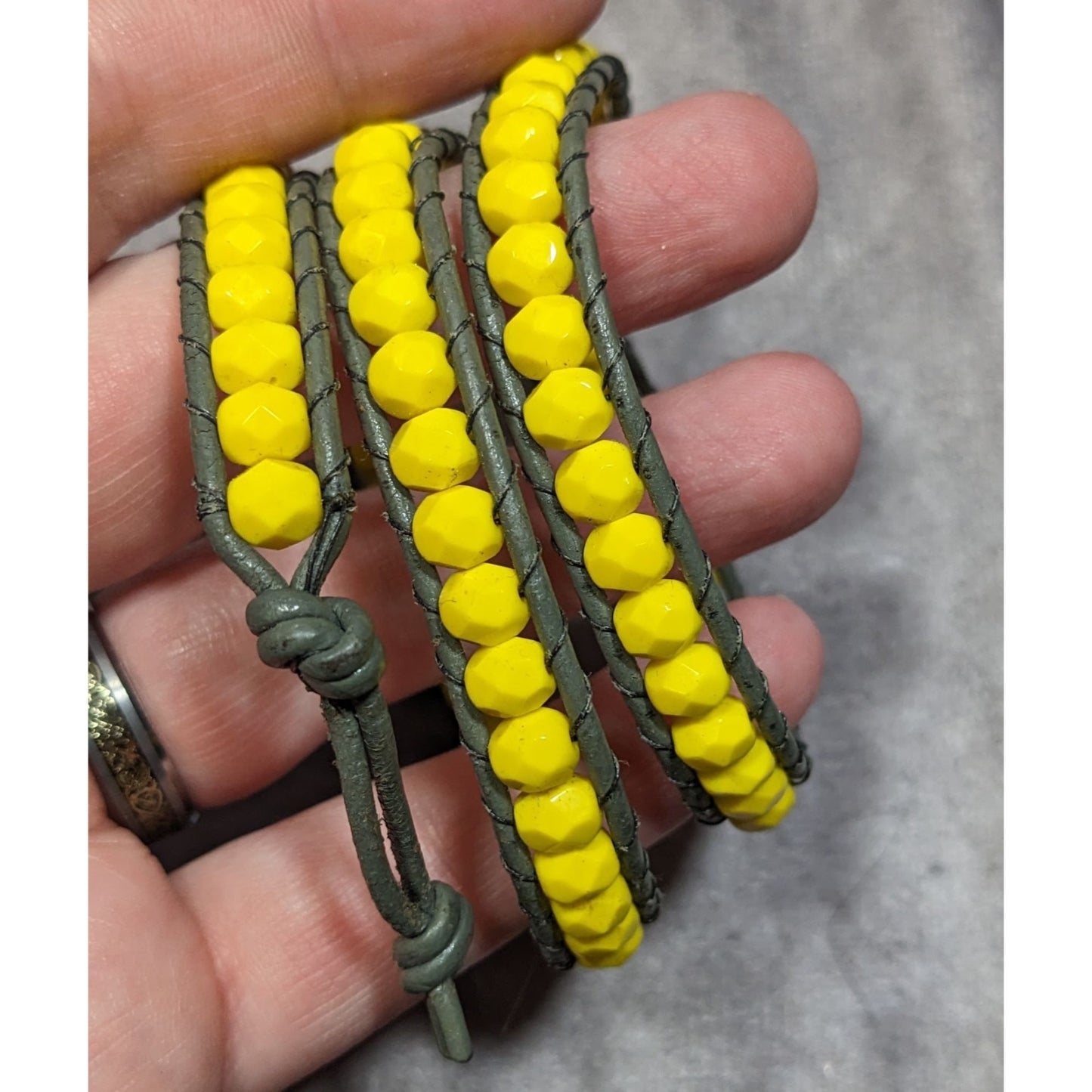 Festival Yellow And Green Beaded Wrap Bracelet