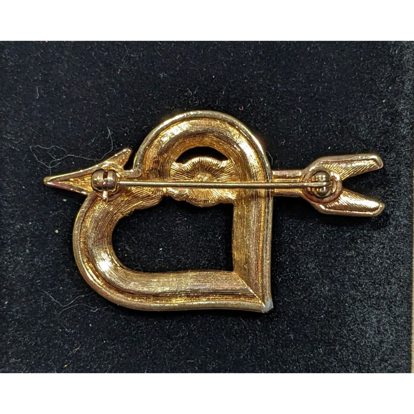 Vintage Swarovski Heart And Arrow Brooch Gold Tone With Crytals